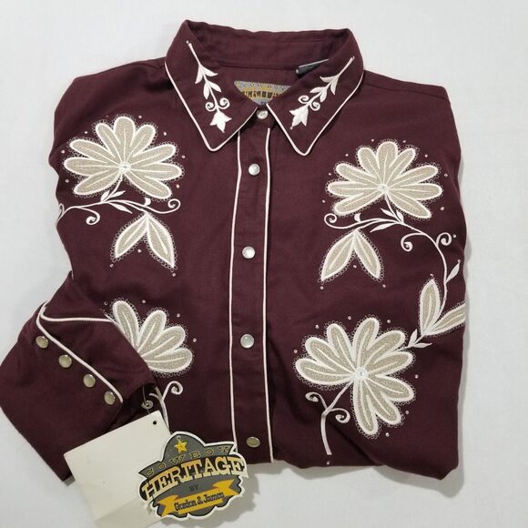 Cowboy Heritage Tops - Cowboy Heritage Gordon James Shirt Womens XL NWT Pearl Snap Western Cowboy Rodeo